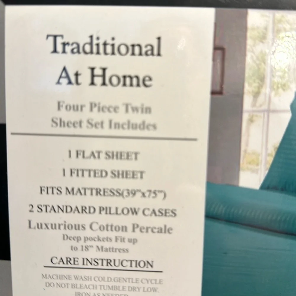 Traditional At Home 4pc Twin Sheet Set Pistachio Green Stripes embossed